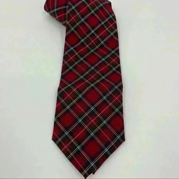 Pendleton Plaid Men’s Red 100% Wool Tie - Picture 11 of 15